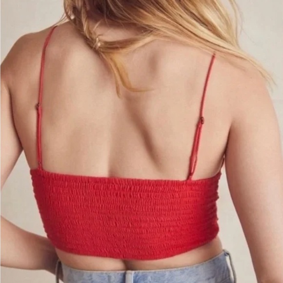 FP One Large Top Athena Scallop Crochet Bralette Free People in red tulip - Picture 3 of 11